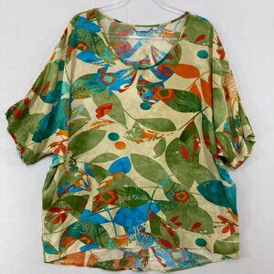 Jams World Top Women's size Large Colorful Artsy Relaxed Vacation Blouse